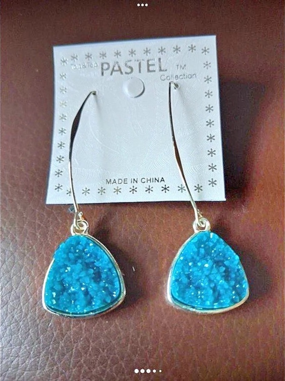 Pastel Blue Druzy Drop Earrings NWT